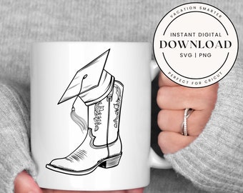 Cowboy Boot Graduation Cap SVG | Western Grad Shirt Design (Digital Download)