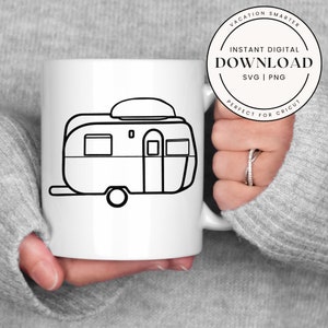Travel Trailer SVG PNG | Camper Van Clipart | RV Life Cut File for Cricut & Silhouette | Camping Digital Download | Retro Trailer Design
