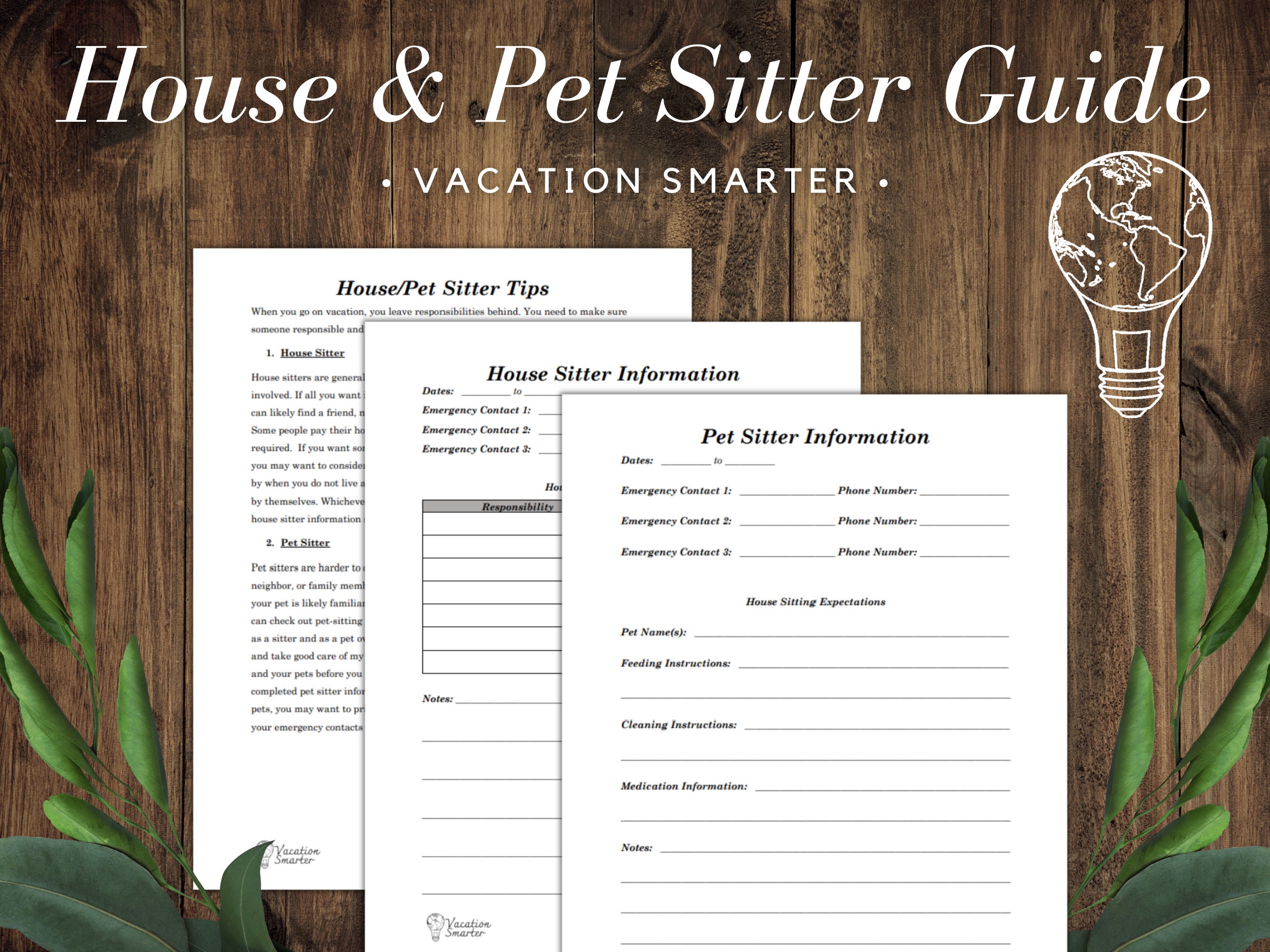 Pet Sitter Notes / House Sitter Notses / Dog Sitter / Cat Sitter / Pet Planner / Checklist / Vacation Planning / Travel Planner /