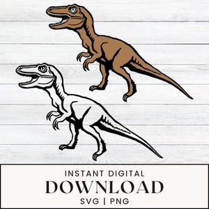 Velociraptor SVG PNG | Dinosaur Cut File for Cricut | Prehistoric Raptor Design for Kids Shirts & Party Decor | Digital Download