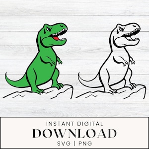 T-Rex SVG PNG | Tyrannosaurus Rex Dinosaurier Schnittdatei | Kinder Dino Geburtstag Shirt Motiv | Cricut Silhouette PNG | Digitaler Download