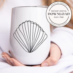 Seashell SVG for Cricut, Seashell PNG design, Beach clipart digital download, Coastal SVG file, Nautical clipart, Ocean theme digital art