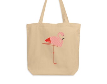 Organic Cotton Flamingo Tote Bag: Original Art Market Bag
