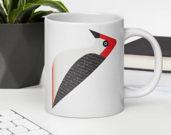 Taza de pájaro carpintero de vientre rojo: Arte gráfico original de aves