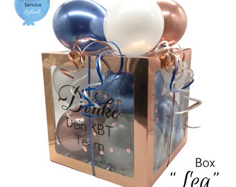 Boîte à ballons personnalisée « Léa » 30 x 30 x 30 cm Texte souhaité Emballage cadeau Ballons Coffret cadeau Mariage Baptême Amour Surprise