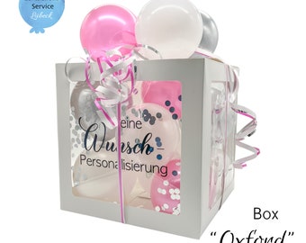 Boîte à ballons personnalisée 30 x 30 x 30 cm Emballage cadeau Ballons Coffret cadeau Mariage Baptême Amour Surprise