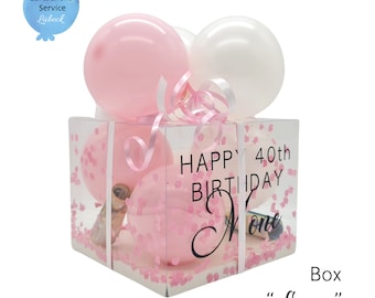 Caja de globos personalizada, caja de regalo, envoltura de regalos, globos, varios tamaños