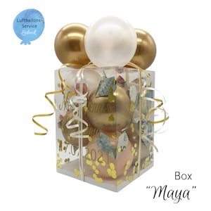 Personalisierte Ballon-Box, Geschenkbox, Geschenkverpackung, Luftballons, Weihnachtsbox, Weihnachtsgeschenk Gold • Creme • Weiß