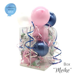 Personalisierte Ballon-Box Groß, Geschenkbox, Geschenkverpackung, Luftballons Rosa • Blau • Weiß
