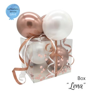 Personalisierte Ballon-Box 18 x 18 x 15 cm, Geschenkbox, Geschenkverpackung, Luftballons, Weihnachtsbox, Weihnachtsgeschenk Box "Lena"