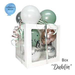 Personalisierte Ballon-Box Groß, Geschenkbox, 30x30x30cm, Geschenkverpackung, freundschaft, personalisiertes Geschenk Hochzeit, Geburtstag Eukal•Sil.•Rosé•Weiß