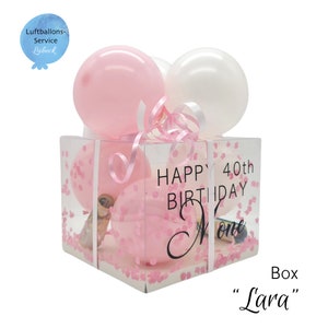 Personalisierte Ballon-Box 18 x 18 x 15 cm, Geschenkbox, Geschenkverpackung, Luftballons, Weihnachtsbox, Weihnachtsgeschenk Bild 1