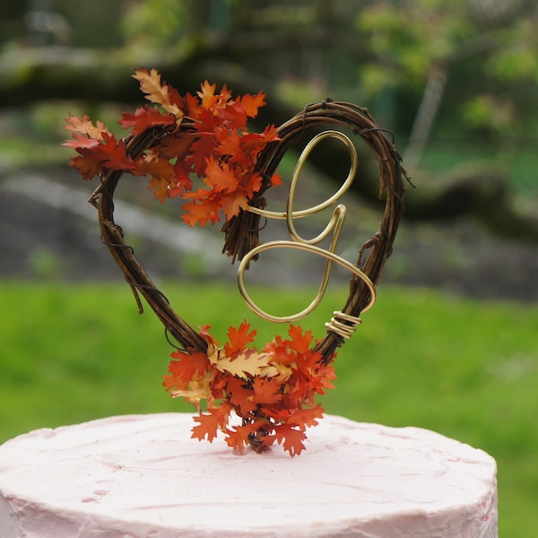 Autumn Cake Topper In Fall Leaves Personalized