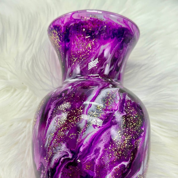 Purple Amethyst Glass Vase - Sparkly Home Decor