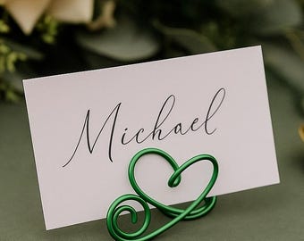 Heart Sign Holders – Set of 6 Wire Card Holders for Valentine’s Day, Wedding Table Decor, Rustic Photo Display, Party Place Cards