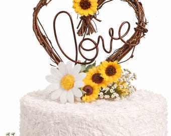 Daisy Sunflower Cake Topper Rustic Style