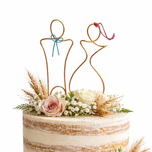 Bride & Groom Wire Figurine Cake Topper