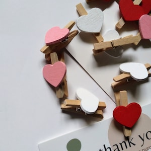 10 Uds Mini Clips de madera con forma de corazón o soporte para notas para el hogar o evento