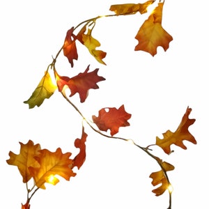 Fall Foliage String Lights  for Fireplace Mantel, Set of 2 pcs, 6 Feet Each