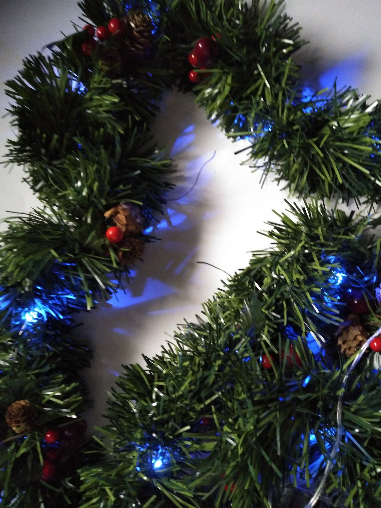 Pre Lit Christmas Garland Battery Operated With Blue LED Etsy