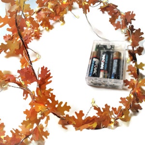 Mini Fall Leaf String Lights – Autumn Leaves Lights for Table Decor, Wedding Centerpiece, Thanksgiving, Battery LED Garland