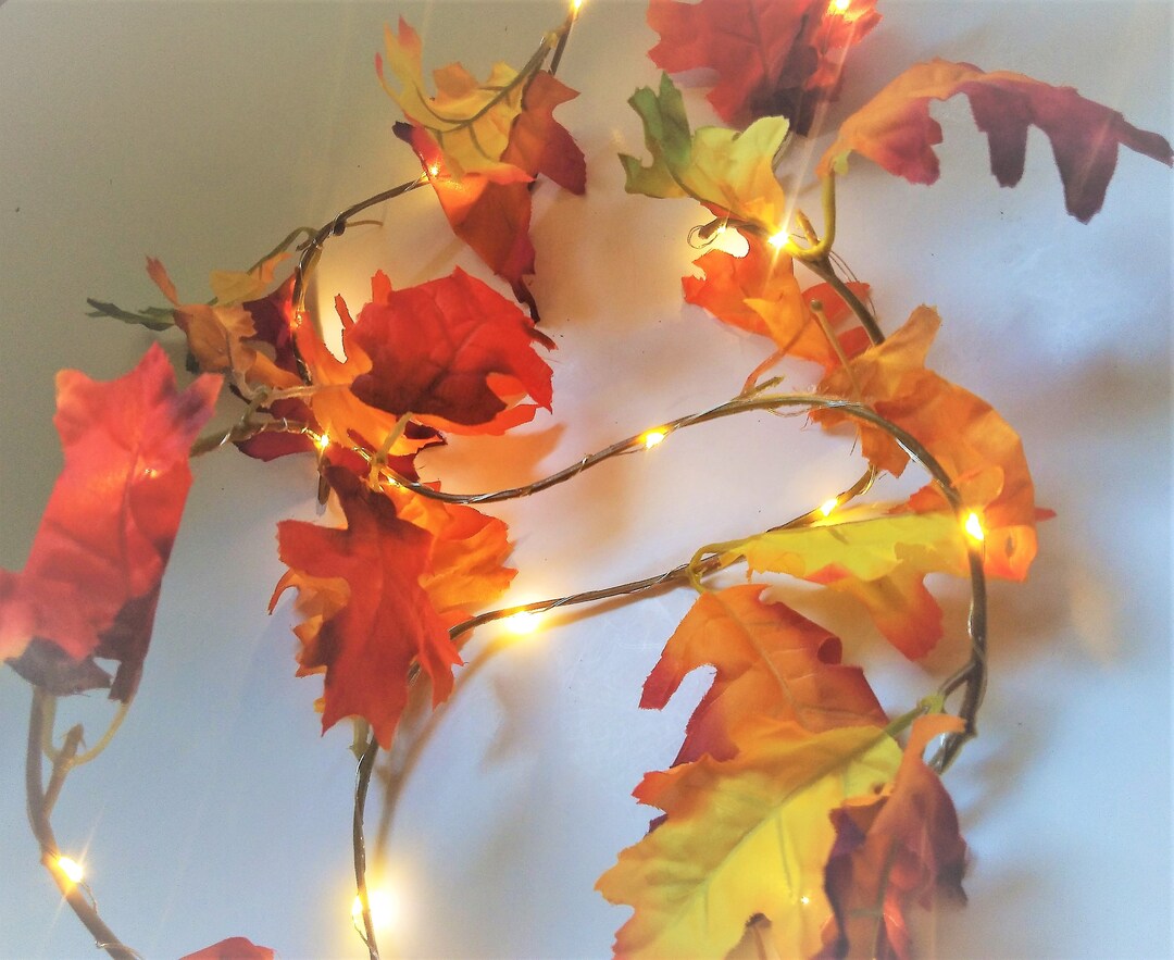 Bulk Fall Leaves Garland Lighted With LED Fairy Lights 10 Pcs Etsy UK