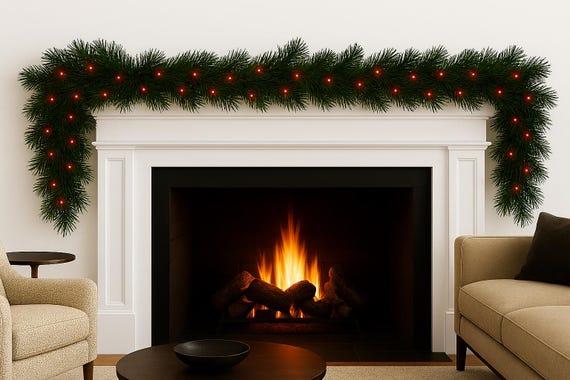 Beleuchtete Weihnachtsgirlande mit roten LED-Lichtern, AA batteriebetrieben