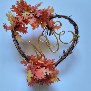 Leaves Fall Cake Topper In your Initials image 4