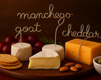 Custom Wire Cheese Markers - Set of 3 - Personalized Charcuterie Picks