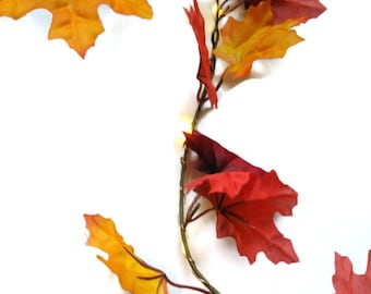 Fall Leaf Decor Lighted Leaves Garland With LED Lights, Battery Operated