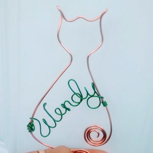 Personalized Wire Cat Ornament in Choice of Colors