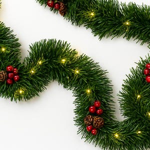 2pcs Mantel Christmas Garland Lighted with LED Lights