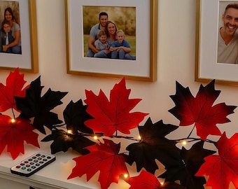 Mixed Fall Maple Leaves Garland With Optional  Lights