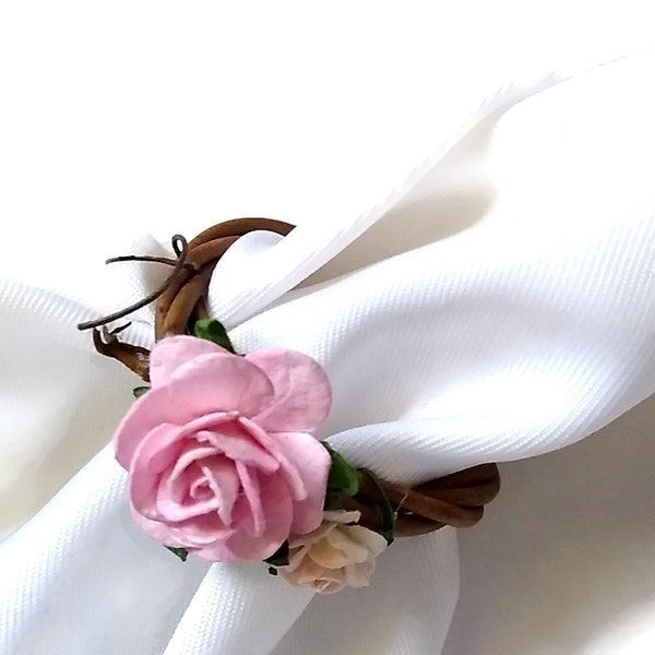 Ronds de serviette floraux pour mariages, décor de table de douche de mariée, 6 pièces