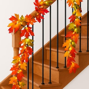 Bulk herfstbladerenslinger verlicht met led-slingers, 10 stuks