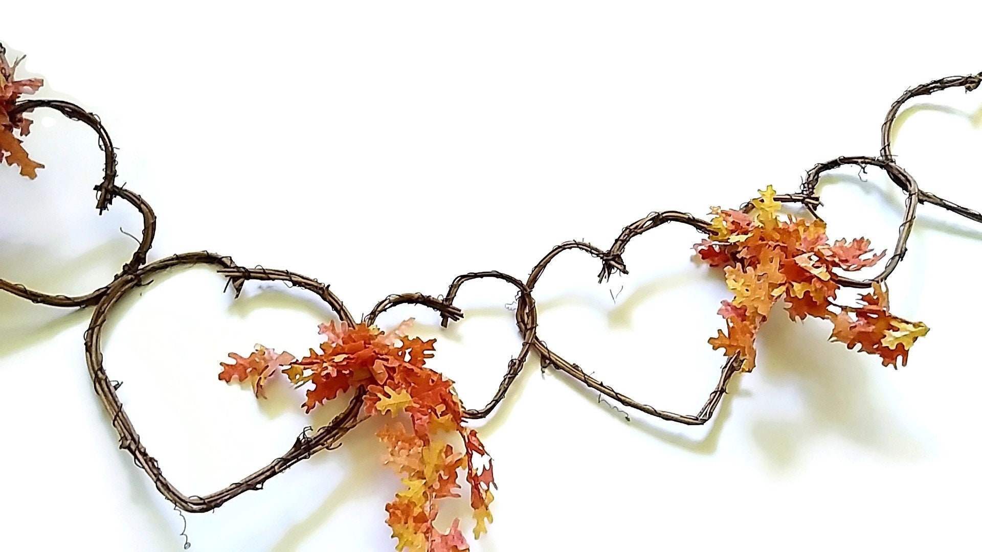 Guirnalda de otoño rústico con hojas de naranja decoraciones | Etsy