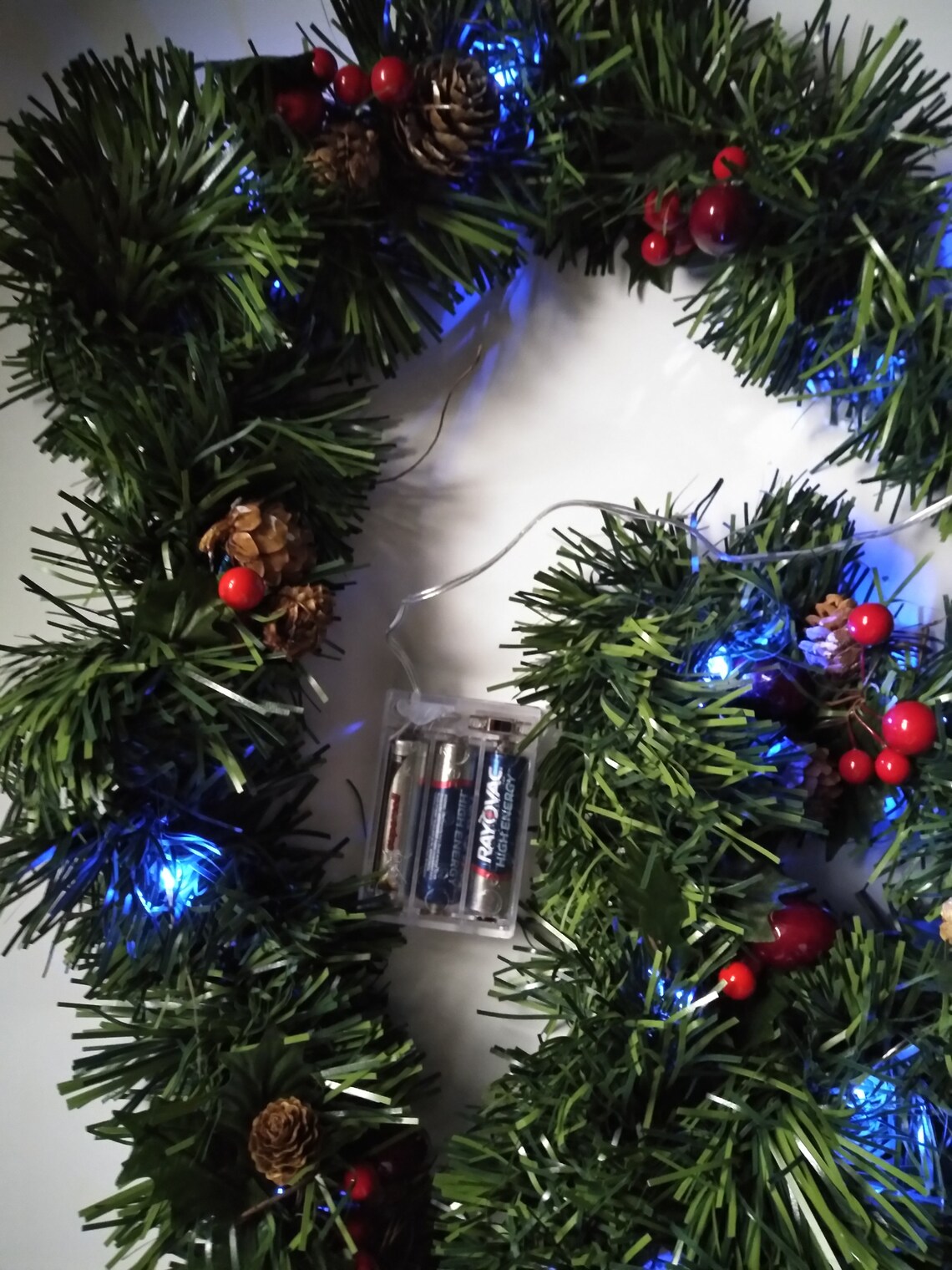 Pre Lit Christmas Garland Battery Operated With Blue LED Etsy