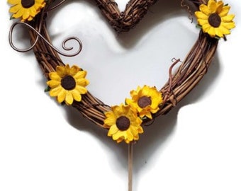 Vine Cake Topper With Any Letter & Sunflowers