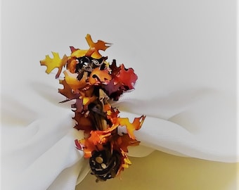 Fall Wedding Decor Leafy Napkin Rings, 10pcs