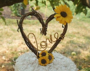 Rustic Sunflower Cake Topper Engagement, Wedding