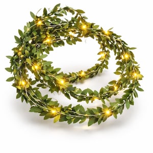 Mini Lighted Leaf Garland – LED Leaves String Lights for Table Decor, Nature Wedding, Bookshelf, Centerpiece, Cozy Room Accent