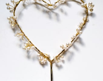 Gold Heart Cake Topper with Wire Wrapped Bead Work