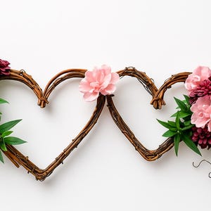Rustic Floral Garland With Burgundy & Pink Paper Flowers for Bridal Shower, Wedding Decorations, Photoshoots