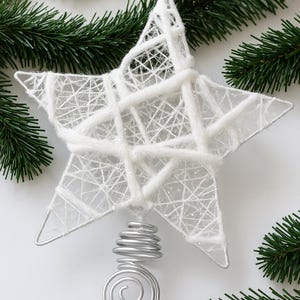 White Christmas Star Tree Topper 8 Inches