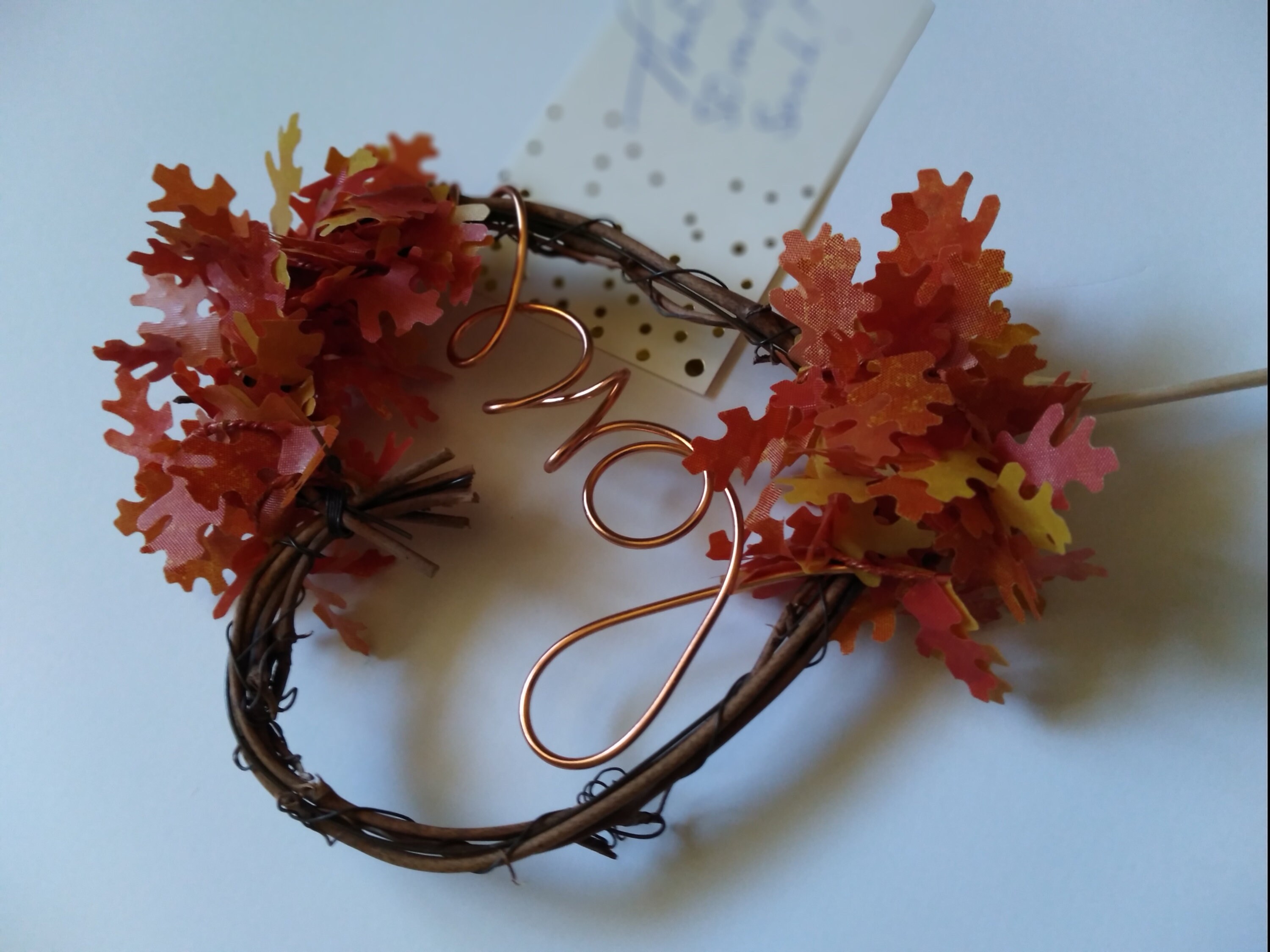 Personalized Fall Leaves Autumn Wedding Cake Topper in Personalized Fall Leaves Autumn Wedding Cake Topper in