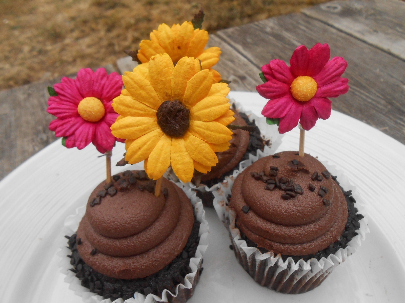 Sunflower Cupcake Toppers for Parties Boho Wedding or Bridal Etsy