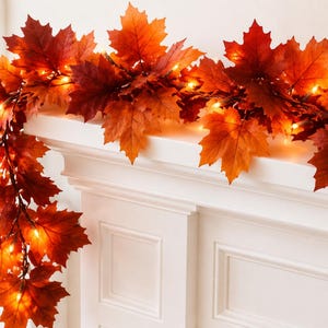 Autumn Garland With Optional LED Lights Battery Powered - Pick Length