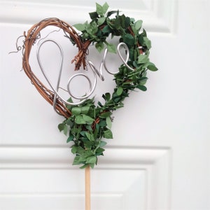 Modern Rustic Wedding Decor Vine & Leaves Cake Topper