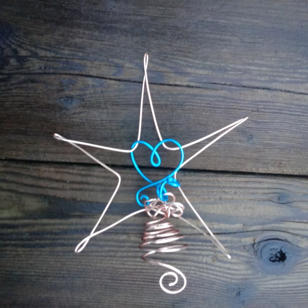 Rose Gold Mini Tree Star With Heart Etsy