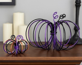 yam　ピンクムラサキ　オレンジ　2点セット Purple Black Orange Pumpkin Set – Large Halloween Fall Decor